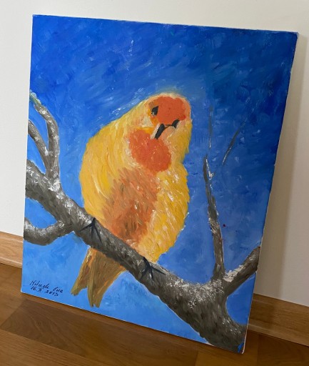 Zdjęcie oferty: Obraz ręcznie malowany na płótnie ptak 46x38 cm