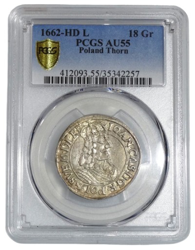 Zdjęcie oferty: Jan II Kazimierz, Ort Toruń 1662 HDL PCGS AU55