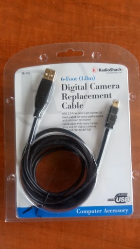 Zdjęcie oferty: Kabel do aparatu , USB 2.0 do mini 5 pin ,1,8 metr