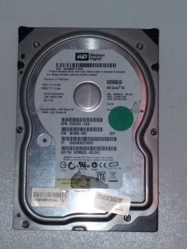 Zdjęcie oferty: DYSK WD 80GB 7.2K SATA 3.5 WD800JD