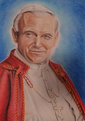 Zdjęcie oferty: Portret Jana Pawła II, pastele suche Piotr Zięciak