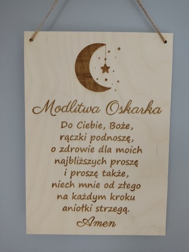 Zdjęcie oferty: Modlitwa z imieniem dziecka drewniana na prezent