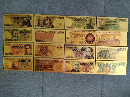 Zdjęcie oferty:  PRL banknoty pozłacane zestaw 8 sztuk NAJTANIEJ