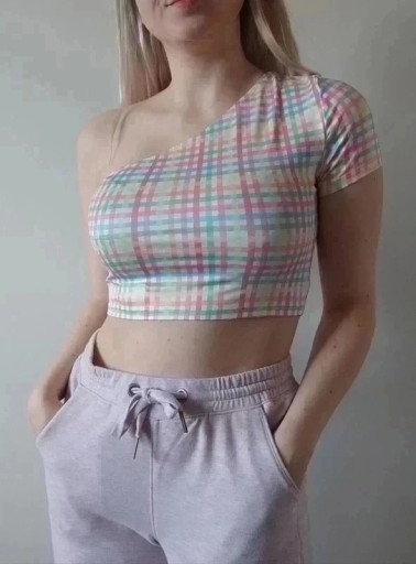 Zdjęcie oferty: Crop top NOWY bluzka koszulka kolorowa XS szkocka