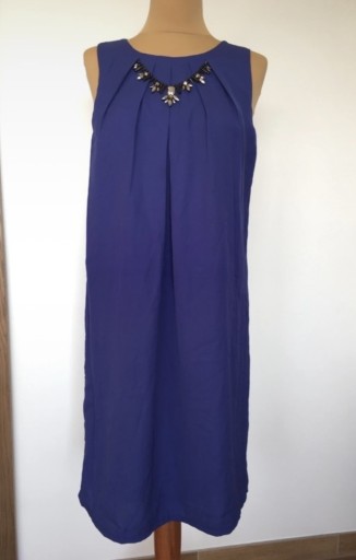 Zdjęcie oferty: Kobaltowa sukienka M z naszyjnikiem