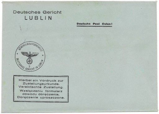 Zdjęcie oferty: Generalana Gubernia - koperta i druk sąd Lublin