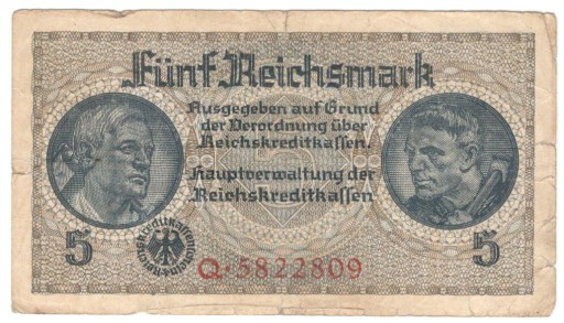 Zdjęcie oferty: Niemcy III Rzesza 5 Marek 1939-1944 