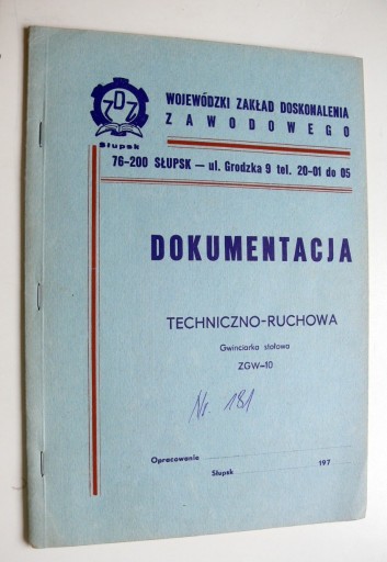 Zdjęcie oferty: Dokumentacja DTR GWINCIARKA STOŁOWA ZGW-10 