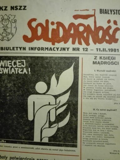 Zdjęcie oferty: TJ SOLIDARNOŚĆ BIAŁYSTOK nr 12/1981 2obieg bibuła