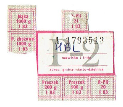 Zdjęcie oferty: Zestaw 4 kart zaopatrzenia  - styczeń 1983