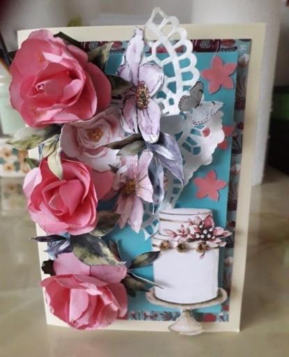 Zdjęcie oferty: Kartka okolicznościowa scrapbooking handmade kwiat