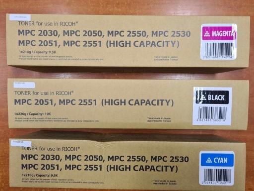 Zdjęcie oferty: TONER DO RICOH MPC 2550 BLACK CYAN MAGENTA