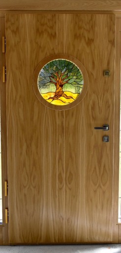 Zdjęcie oferty: Drzwi Zewnętrzne Dębowe Drewniane Wejściowe Witraż
