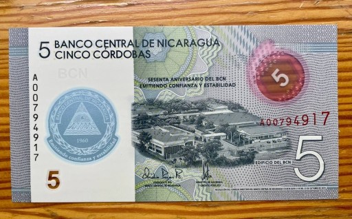 Zdjęcie oferty: Nicaragua 5 Córdobas 2020 P#219
