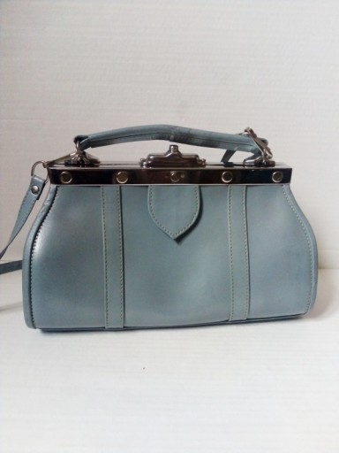 Zdjęcie oferty: szaroniebieska torebka skóra vintage jak lekarska