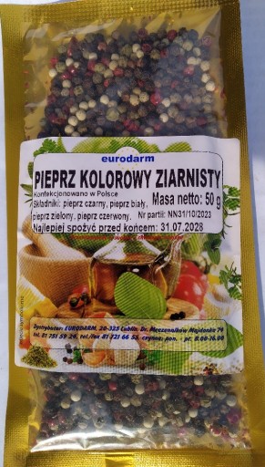 Zdjęcie oferty: pieprz kolorowy ziarnisty 50 g eurodarm