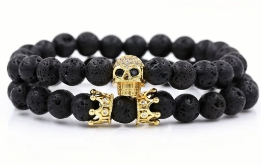 Zdjęcie oferty: Bransoletka męska skull King  korale gold luxury 