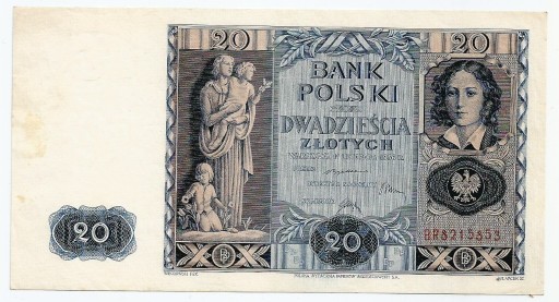 Zdjęcie oferty: Banknot 20 zł 1936 seria BR, bardzo dobry stan