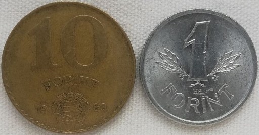 Zdjęcie oferty: Węgry 1 i 10 forint 1989 KM#575 i KM#636