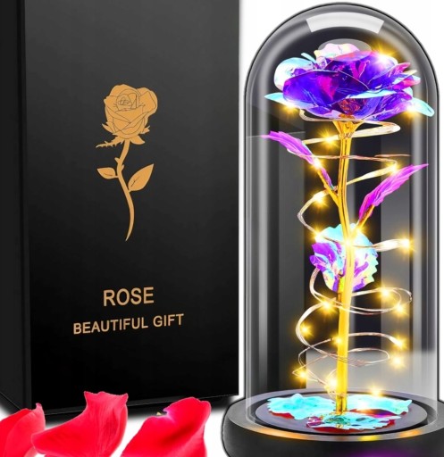 Zdjęcie oferty: Róża Wieczna w szkle Kolor Fioletowy ZESTAW