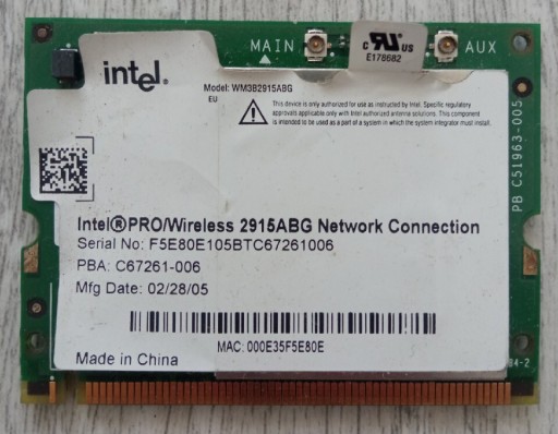 Zdjęcie oferty: Karta WIFI Intel Pro Wireless 2915ABG WM3B2915ABG