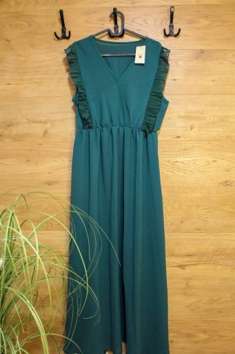 Zdjęcie oferty: Elegancka Długa Sukienka TINA butelkowa zieleń