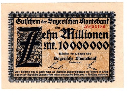 Zdjęcie oferty: 10 000 000 Marek 1923 -  Weimar Republic Bavaria