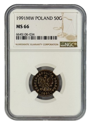 Zdjęcie oferty: 50 groszy 1991 NGC MS 66