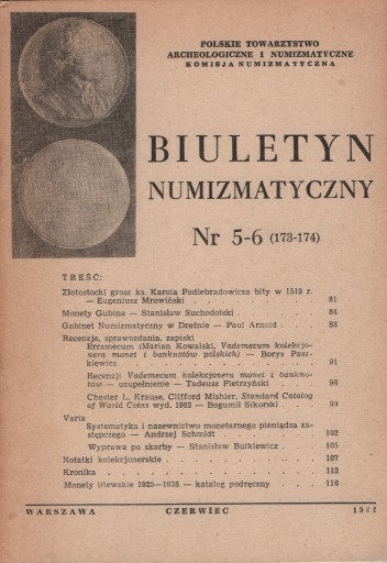 Zdjęcie oferty: Biuletyn Numizmatyczny 173-174/1982