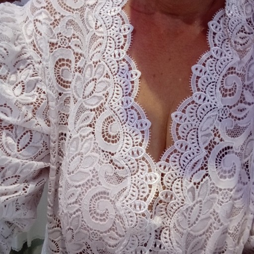 Zdjęcie oferty: Piękna biała długa włoska sukienka bawełna i koronka r L/XL spr wymiary 