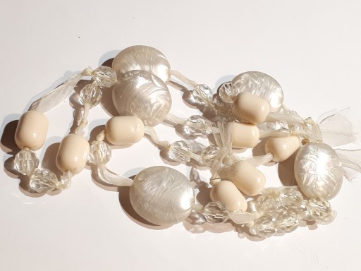 Zdjęcie oferty: Naszyjnik korale ecru perłowe pastylki wałeczki