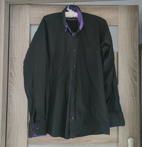 Zdjęcie oferty: Koszula męska czarna fioletowe wstawki r. XL