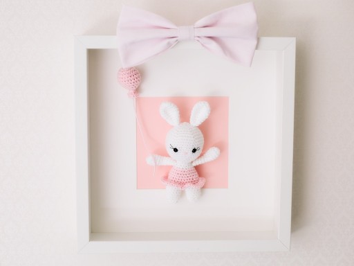Zdjęcie oferty: obrazek 3d handmade , kokarda , królik z balonem