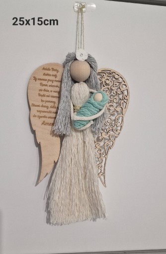 Zdjęcie oferty: Makrama anioł z dzieckiem i modlitwą 