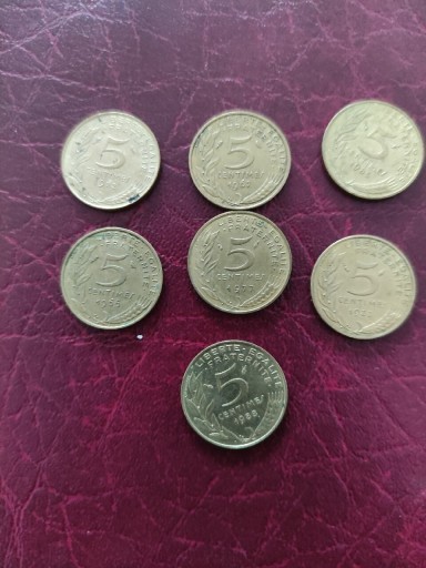 Zdjęcie oferty: Francja 5 centymetrów 1966,67,72,77,83,85,88