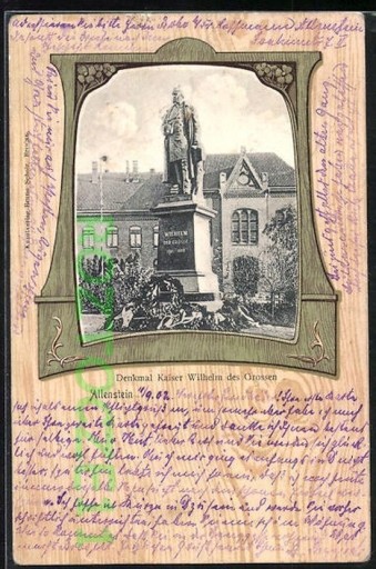 Zdjęcie oferty: OLSZTYN Allenstein Pomnik Cesarza Wilhelma 1902