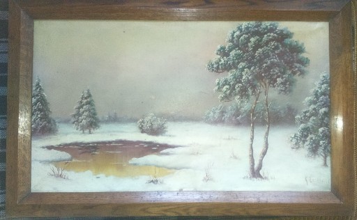Zdjęcie oferty: Obraz olejny  "Pejzaż zimowy"  K. Leikowski       