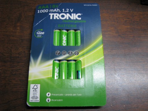 Zdjęcie oferty: Akumulatorki 8 sztuk AAA TRONIC o mocy 1000mAh , 1,2V  1000 ŁADOWAŃ NOWE 