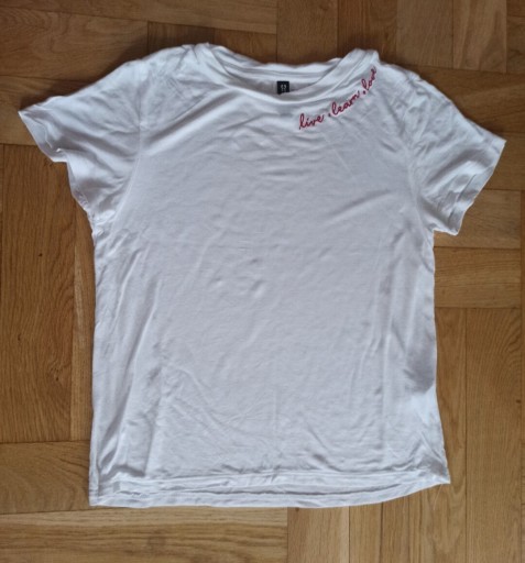 Zdjęcie oferty: Biały t-shirt DIVIDED H&M z napisem, rozm. XXS
