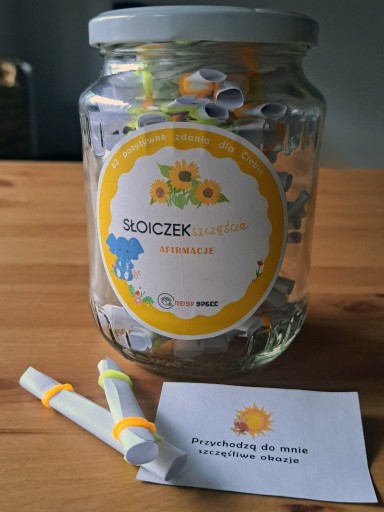 Zdjęcie oferty: Słoiczek z afirmacjami SZCZĘŚCIE 62 zdania SZCZĘŚLIWE ŻYCIE