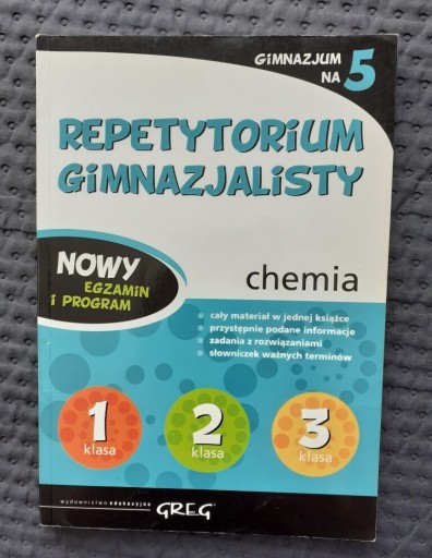 Zdjęcie oferty: Repetytorium gimnazjalisty,chemia 1,2,3,  Greg