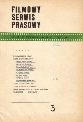 Zdjęcie oferty: Filmowy Serwis Prasowy nr 3/1 Czerwca 1961 r.