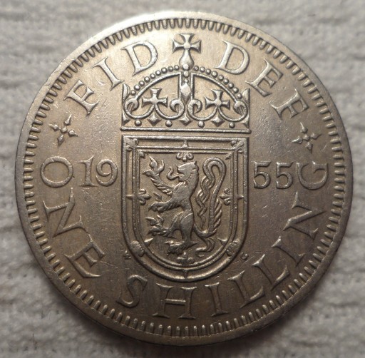 Zdjęcie oferty: Brytania Elżbieta II Szyling Shilling 1955 Szkocja