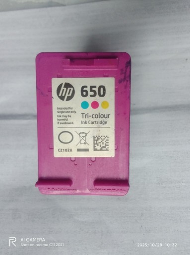 Zdjęcie oferty: Oryginalny tusz HP 650 Tri-Colour CZ102A – pusty pojemnik do regeneracji