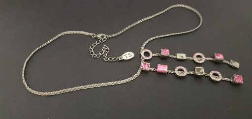 Zdjęcie oferty: Naszyjnik: różowe ozdoby łańcuszek kolor srebro