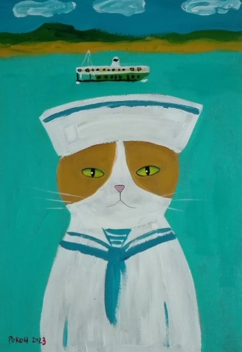 Zdjęcie oferty: Kot - marynarz, 42x29,7, kot, koty