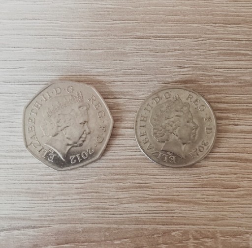 Zdjęcie oferty: monety 50 pence 10 pence Elizabeth II 