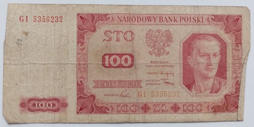 Zdjęcie oferty: Banknot 100 Złotych 1948 ser. GI