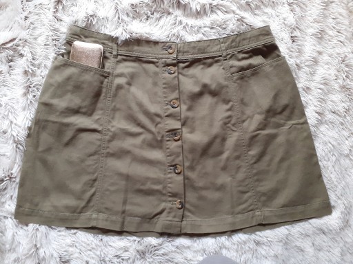 Zdjęcie oferty: spódnica krótka na guziki, khaki H&M, r. 46