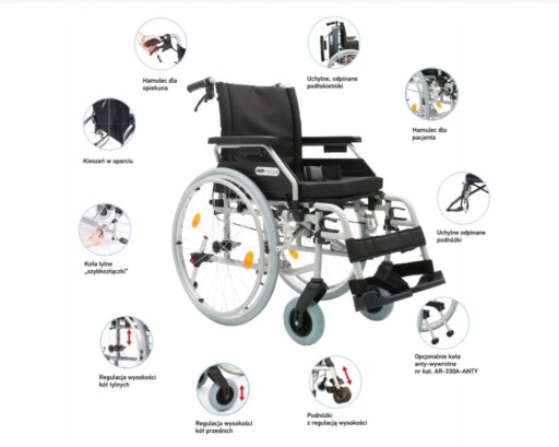 Zdjęcie oferty:  Wózek inwalidzki aluminiowy DYNAMIC AR-330A